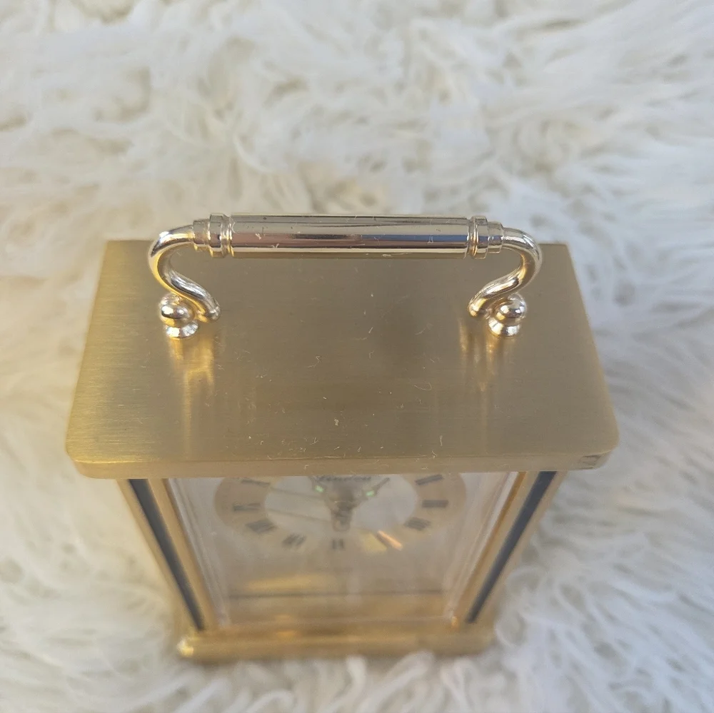 Linden Mantle Desk Alarm Clock Brass Black Quartz